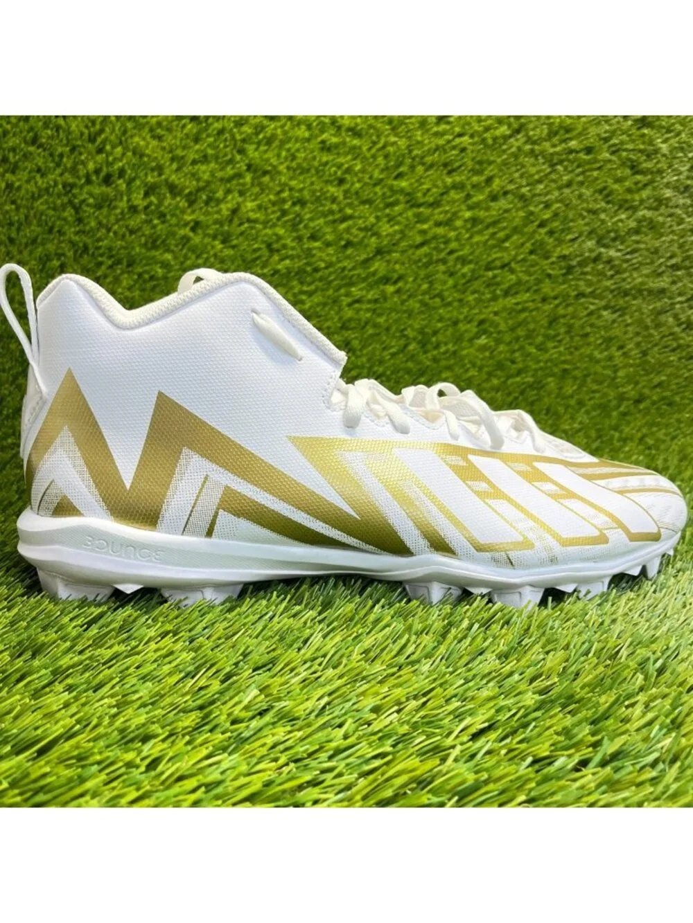 Adidas Freak Spark MD 23 Mens Size 13 White Gold Running Outdoor Football Cleats